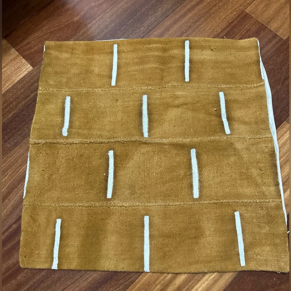 Mustard Yellow Accent Pillow Cover with White Stitch Detail